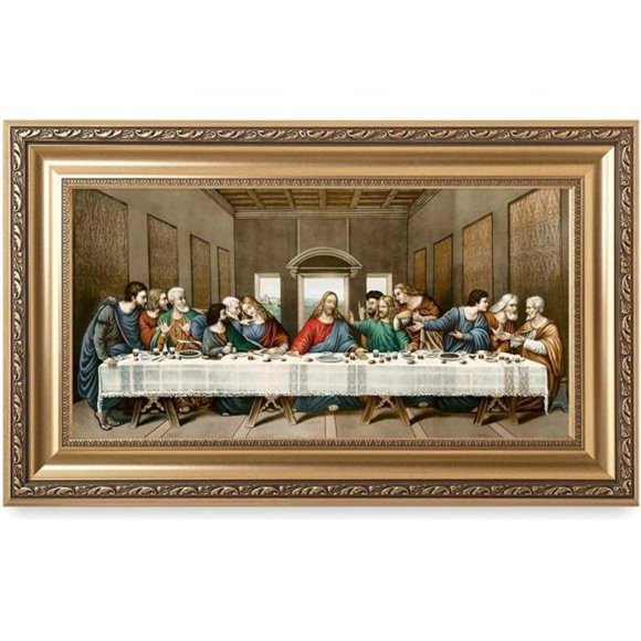 The Last Supper Leonardo da Vinci Classic Art . 24x12 Framed size: 30x18